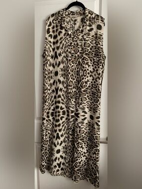 NWOT Vanessa Alexandra Made In Italy  Leopard Print Maxi Linen Dress
